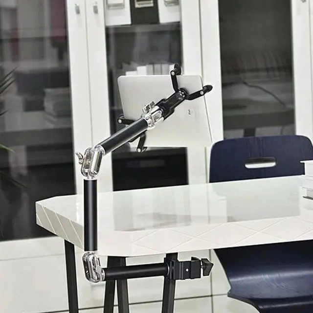 Alt view image 3 of 7 - Foldable Desk Tablet Holder 360 Degree Rotation Tablet Mount Adjustable Height  for 7-10" iPad  Laptop