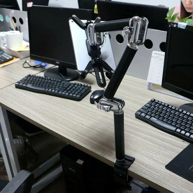 Alt view image 4 of 7 - Foldable Desk Tablet Holder 360 Degree Rotation Tablet Mount Adjustable Height  for 7-10" iPad  Laptop
