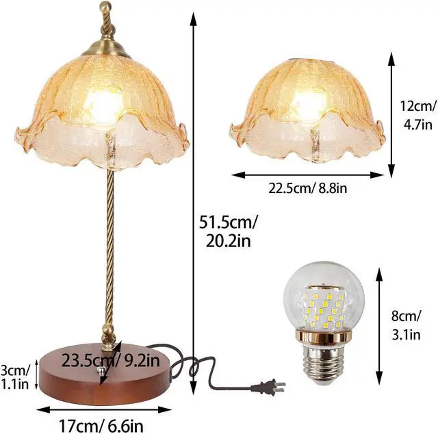 Alt view image 7 of 7 - Vintage Scandinavian Style Flower Table Lamp FlowerGlass  Shade Night Lamp