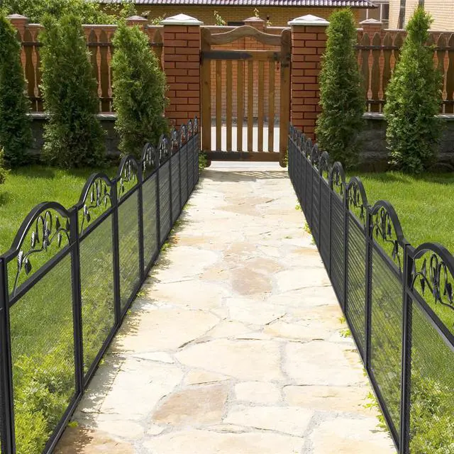 Alt view image 5 of 7 - 5X Decorative Garden Fence Panel Rustproof Wire Metal Border Edging Dog Barrier