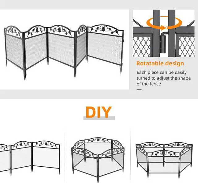Alt view image 7 of 7 - 5X Decorative Garden Fence Panel Rustproof Wire Metal Border Edging Dog Barrier