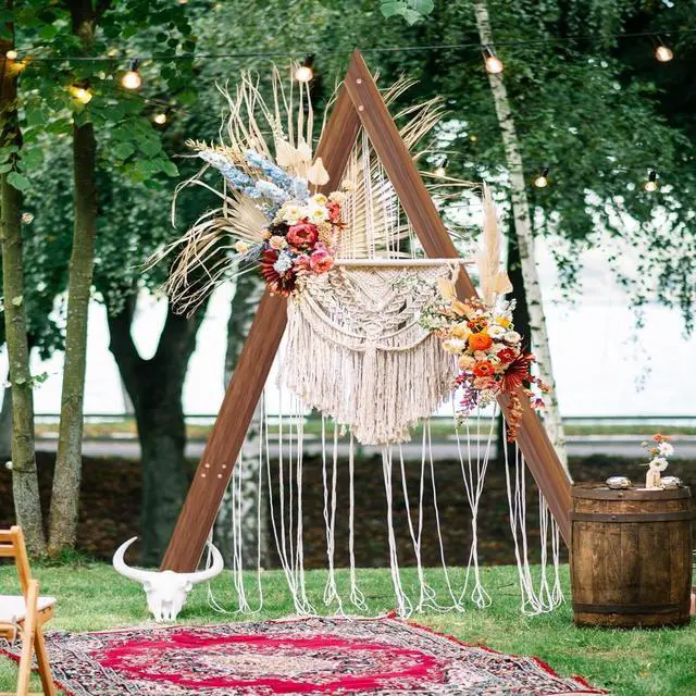 Alt view image 6 of 7 - Heavy Duty Wooden Wedding Arch Frame Thicken Triangle Backdrop Stand Party Props Indoor Outdoor