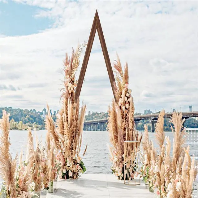 Alt view image 5 of 7 - Heavy Duty Wooden Wedding Arch Frame Thicken Triangle Backdrop Stand Party Props Indoor Outdoor