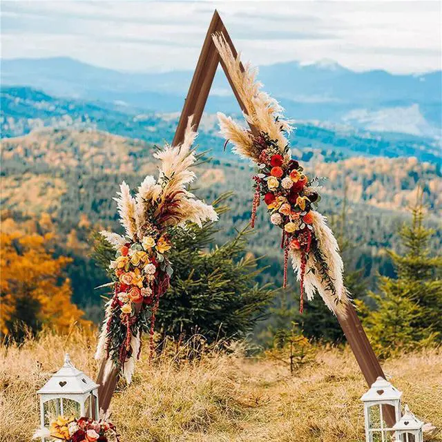 Alt view image 3 of 7 - Heavy Duty Wooden Wedding Arch Frame Thicken Triangle Backdrop Stand Party Props Indoor Outdoor