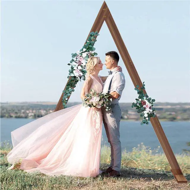 Alt view image 2 of 7 - Heavy Duty Wooden Wedding Arch Frame Thicken Triangle Backdrop Stand Party Props Indoor Outdoor