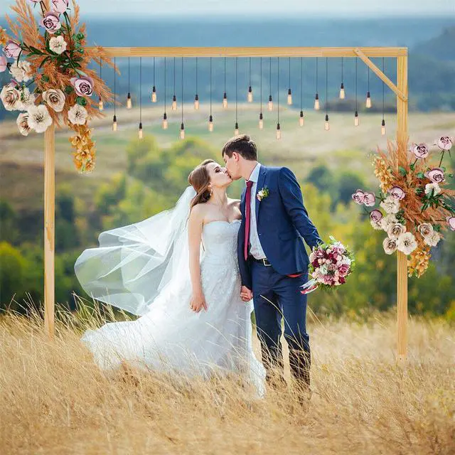 Alt view image 2 of 7 - 2 Pack Rustic Wooden Wedding Arch Stand Holiday Festive Proposal Backdrop Archway Dec