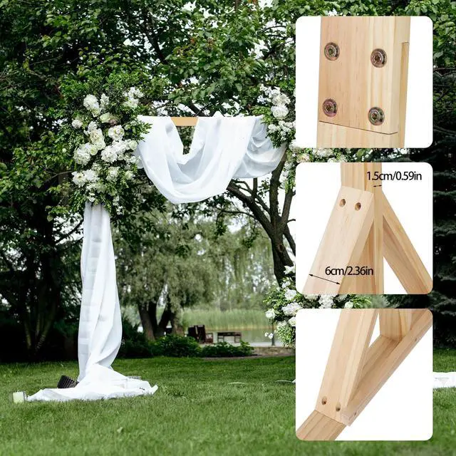 Alt view image 6 of 7 - 2 Pack Rustic Wooden Wedding Arch Stand Holiday Festive Proposal Backdrop Archway Dec