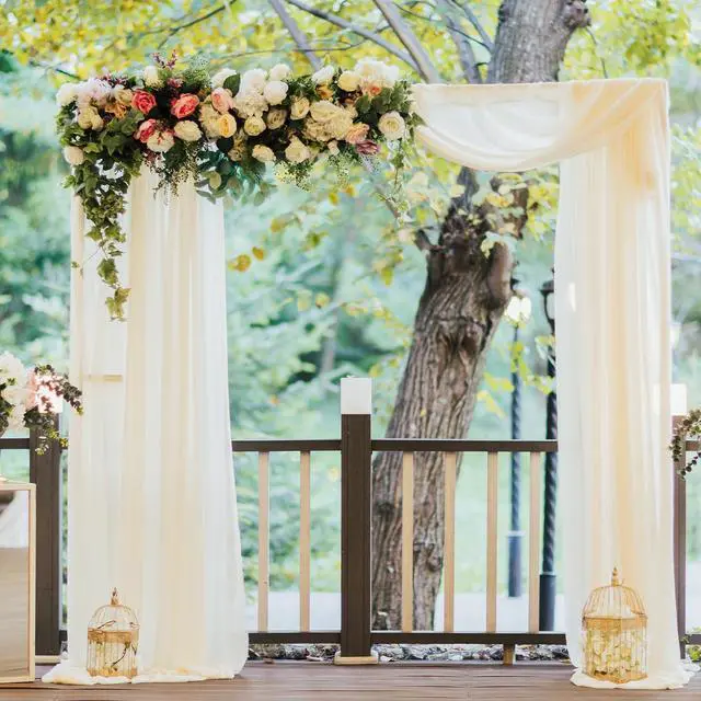 Alt view image 5 of 7 - 2 Pack Rustic Wooden Wedding Arch Stand Holiday Festive Proposal Backdrop Archway Dec