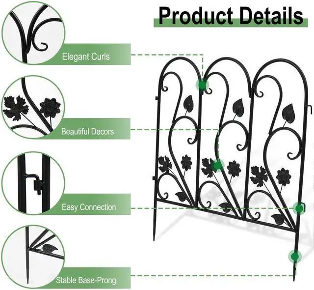 Alt view image 7 of 7 - 5X Decorative Garden Fence Panel Rustproof Wire Metal Border Edging Dog Barrier