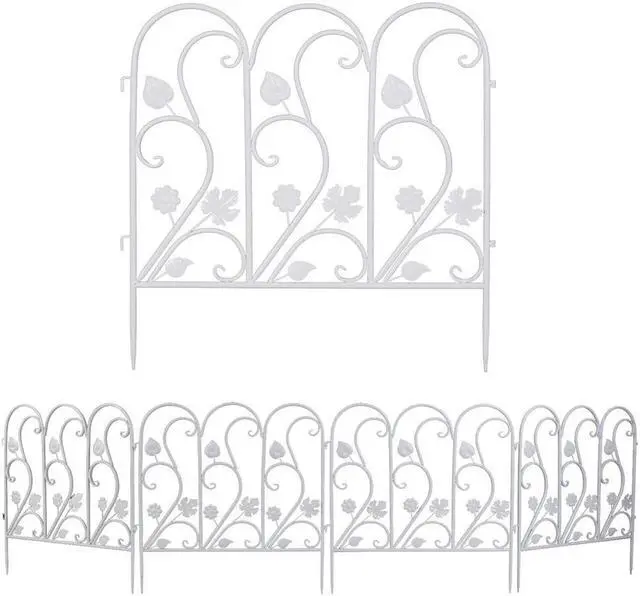 Alt view image 4 of 7 - 5X White Decorative Garden Fence Panel Rustproof Wire Metal Border Edging Dog Barrier