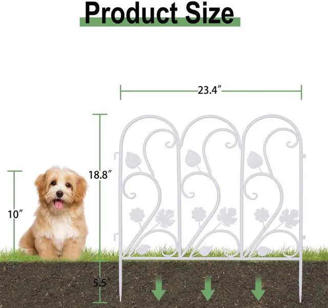Alt view image 7 of 7 - 5X White Decorative Garden Fence Panel Rustproof Wire Metal Border Edging Dog Barrier