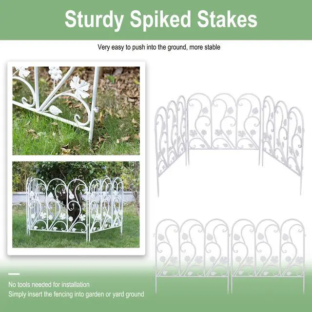 Alt view image 5 of 7 - 5X White Decorative Garden Fence Panel Rustproof Wire Metal Border Edging Dog Barrier