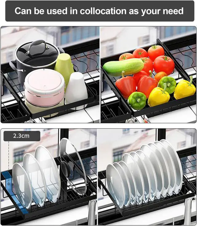 Alt view image 5 of 7 - Adjustable Over Sink Dish Drainer Drying Rack Stainless Steel  Kitchen Utensils Holder