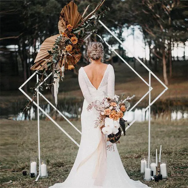 Alt view image 4 of 7 - Heavy Duty Geometric Outdoor Wedding Stand Backdrop Arch Frame Flower Balloon Rack Decor