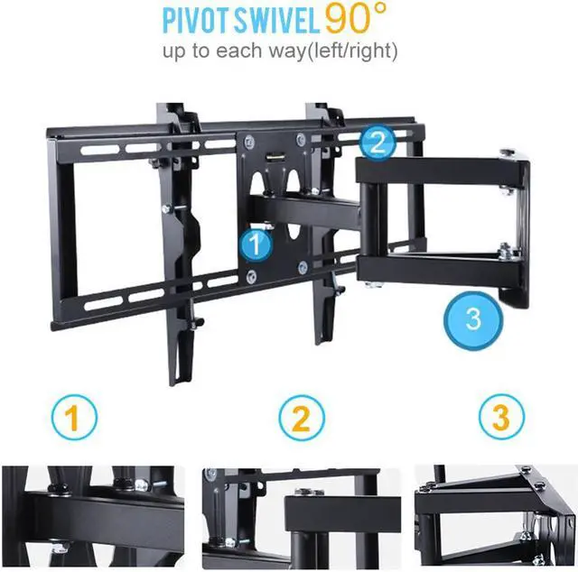 Alt view image 4 of 7 - Full Motion TV Wall Mount Bracket For 32" to 65" LED LCD Plasma Flat Screen Monitors Tilt Swivel