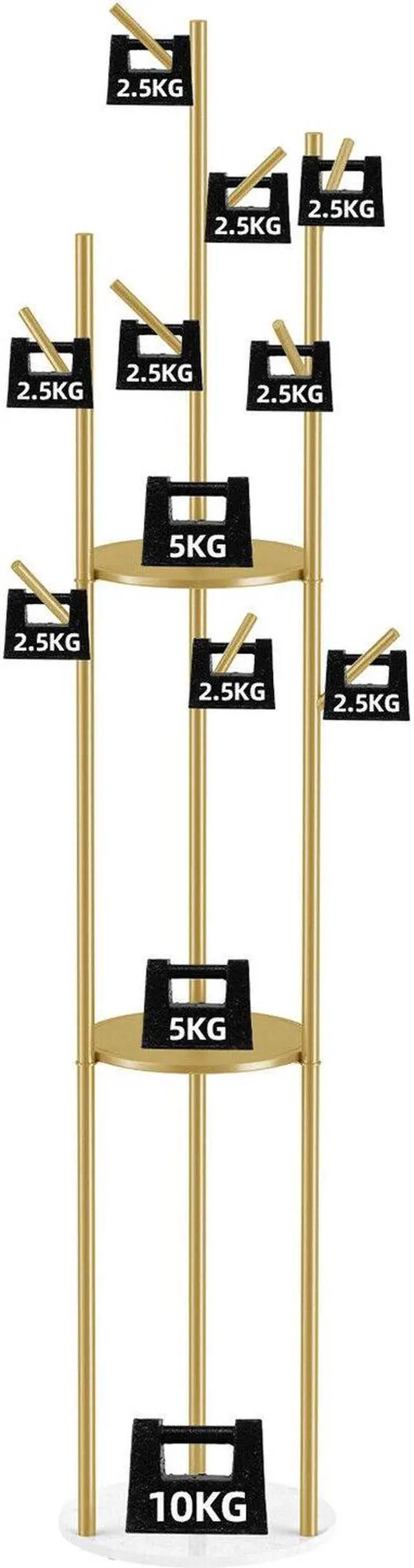 Alt view image 6 of 7 - Marble Coat Rack Hat Clothes Stand Gold Strong Hook Tree Metal Organizer w/ Shelf Storage