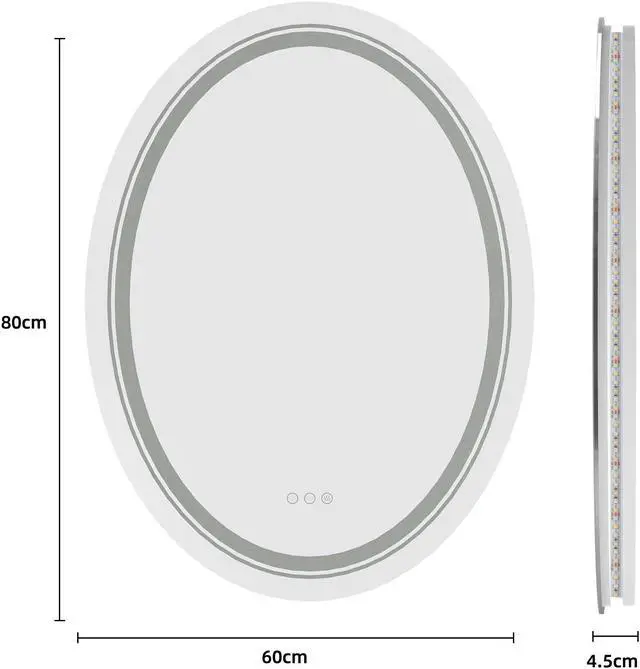 Alt view image 7 of 7 - Jumbo Oval  LED Backlit Light Bathroom Mirror Antifog  Wall Mount Dimmable Makeup Mirror