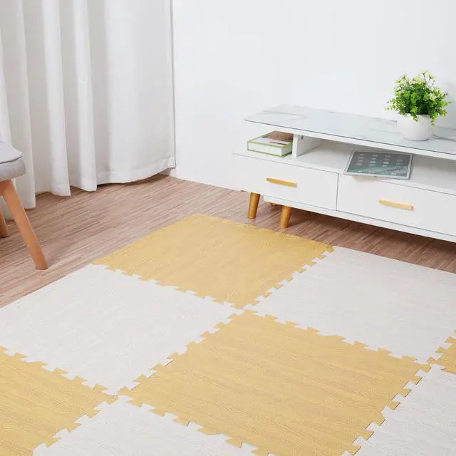 Alt view image 4 of 7 - 12 Tile Thick Wood Grain Floor Mats Foam Interlocking Flooring Mats Tile