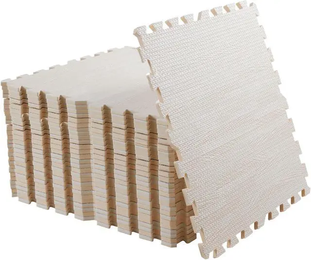 Alt view image 7 of 7 - 12 Tile Thick Wood Grain Floor Mats Foam Interlocking Flooring Mats Tile