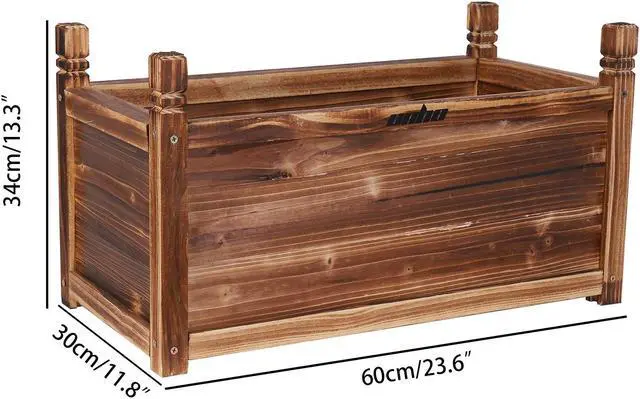 Alt view image 7 of 7 - Solid Pine Wood Outdoor Raised Garden Bed Large Wood Planter Grow Box for  Flowers Vegetables