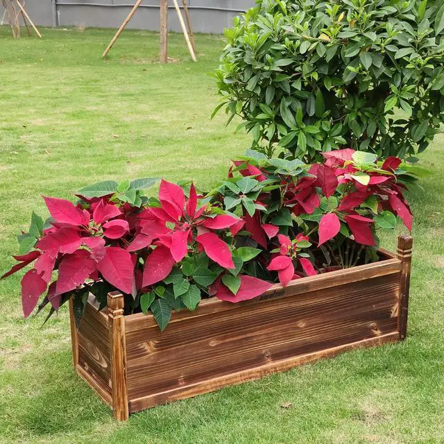 Alt view image 4 of 7 - Solid Pine Wood Outdoor Raised Garden Bed Large Wood Planter Grow Box for  Flowers Vegetables