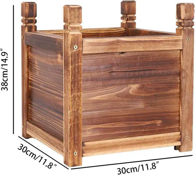 Alt view image 7 of 7 - Solid Pine Wood Outdoor Raised Garden Bed Large Wood Planter Grow Box for  Flowers Vegetables