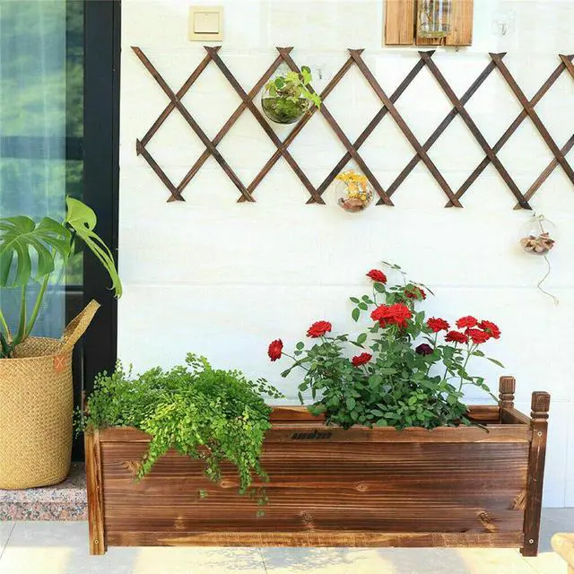 Alt view image 2 of 7 - Solid Pine Wood Outdoor Raised Garden Bed Large Wood Planter Grow Box for  Flowers Vegetables