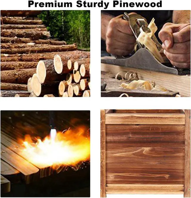 Alt view image 5 of 7 - Solid Pine Wood Outdoor Raised Garden Bed Large Wood Planter Grow Box for  Flowers Vegetables