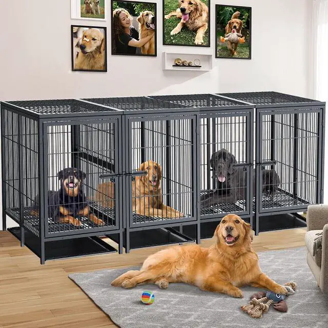 Alt view image 3 of 7 - Luxury Jumbo XL Dog Cage Metal Pet Crate Kennel House with Cover & Divider