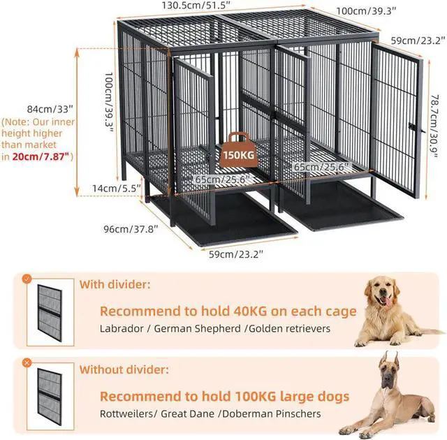 Alt view image 7 of 7 - Luxury Jumbo XL Dog Cage Metal Pet Crate Kennel House with Cover & Divider