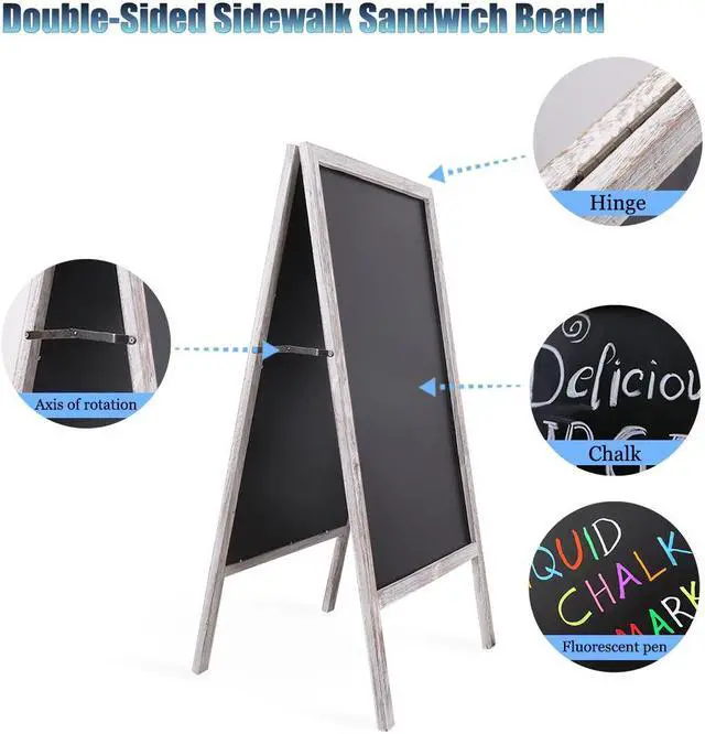 Alt view image 6 of 7 - Heavy Duty A-Frame Magnetic Chalkboard Sidewalk Sign Sandwich Board for Business