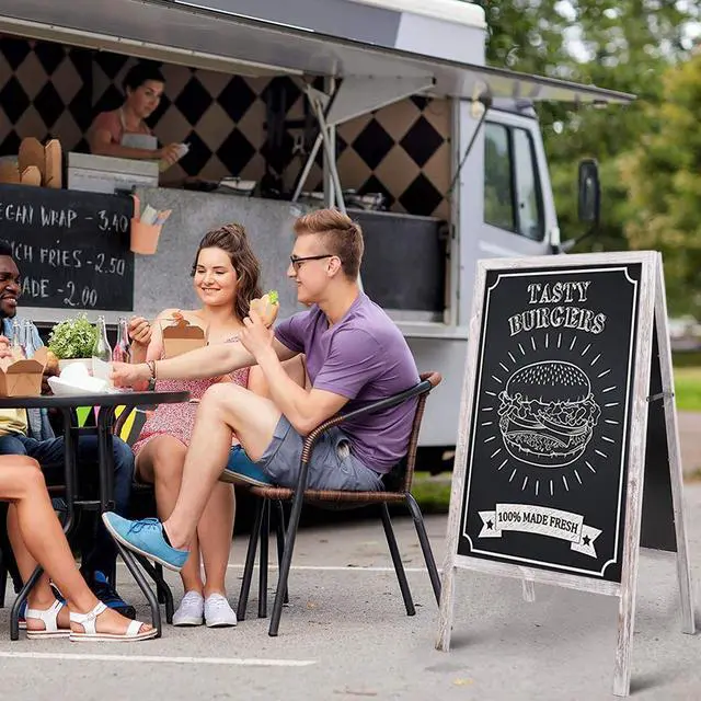 Alt view image 3 of 7 - Heavy Duty A-Frame Magnetic Chalkboard Sidewalk Sign Sandwich Board for Business