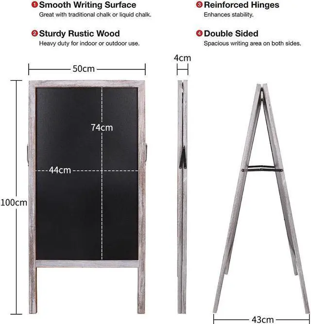 Alt view image 7 of 7 - Heavy Duty A-Frame Magnetic Chalkboard Sidewalk Sign Sandwich Board for Business