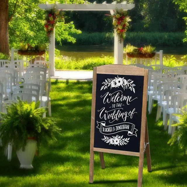 Alt view image 4 of 7 - Heavy Duty A-Frame Magnetic Chalkboard Sidewalk Sign  Sandwich Board for Business