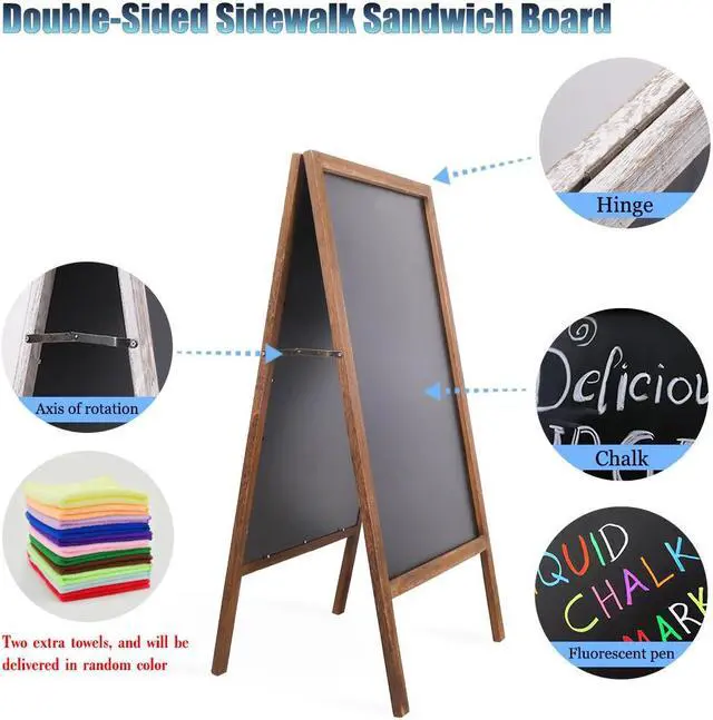 Alt view image 6 of 7 - Heavy Duty A-Frame Magnetic Chalkboard Sidewalk Sign  Sandwich Board for Business