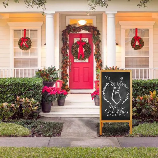 Alt view image 5 of 7 - Heavy Duty A-Frame Magnetic Chalkboard Sidewalk Sign  Sandwich Board for Business