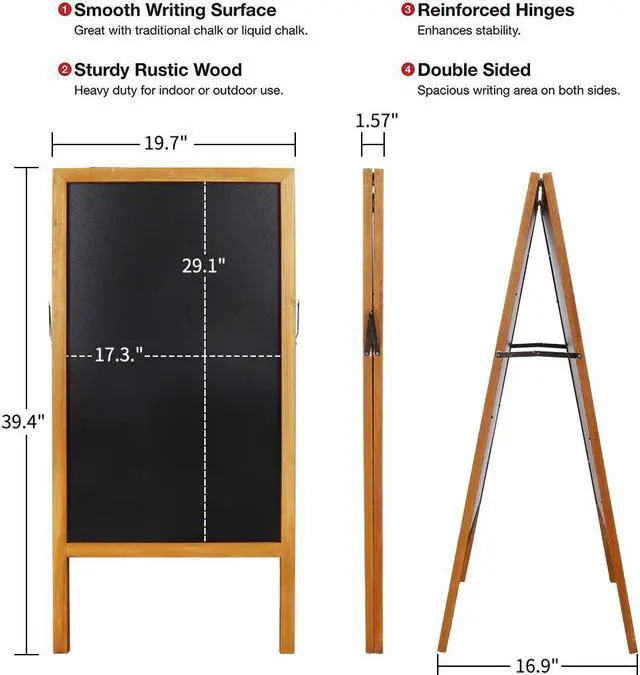Alt view image 7 of 7 - Heavy Duty A-Frame Magnetic Chalkboard Sidewalk Sign  Sandwich Board for Business