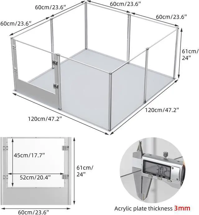 Alt view image 7 of 7 - XXL 3 in1 Foldable Crystal Clear Acrylic Dog Whelping Playpen Box Pet Birth Kennel w Waterproof Mat