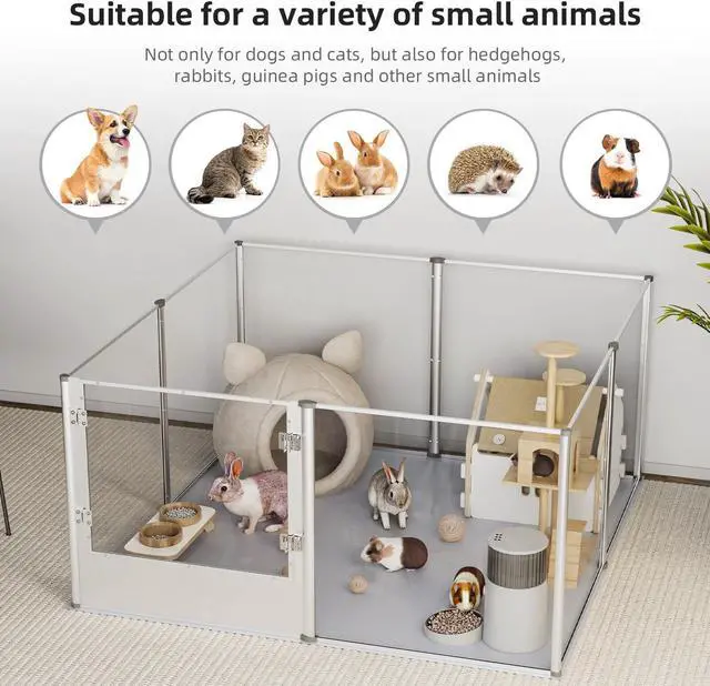 Alt view image 6 of 7 - XXL 3 in1 Foldable Crystal Clear Acrylic Dog Whelping Playpen Box Pet Birth Kennel w Waterproof Mat