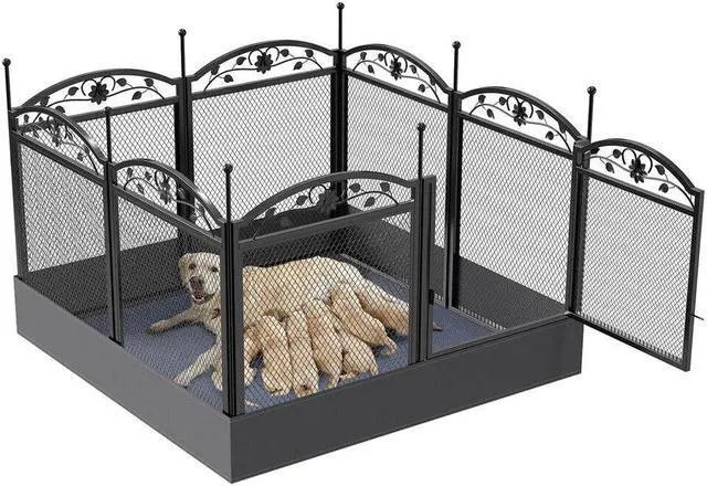 Alt view image 5 of 7 - XXL Safety Dog Whelping Pen Cage Box Pet Birth Kennel w Waterproof Soft Fertility Mat