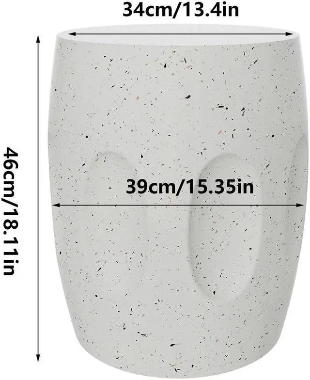 Alt view image 7 of 7 - Outdoor Lightweight Concrete Finish Backyard Coffee Side Table Drum Shape Dressing Corner Stool