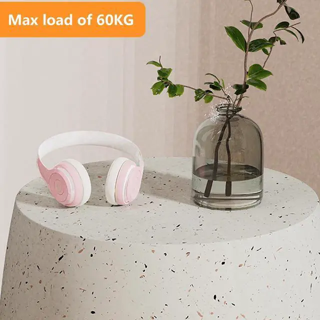 Alt view image 6 of 7 - Outdoor Lightweight Concrete Finish Backyard Coffee Side Table Drum Shape Dressing Corner Stool