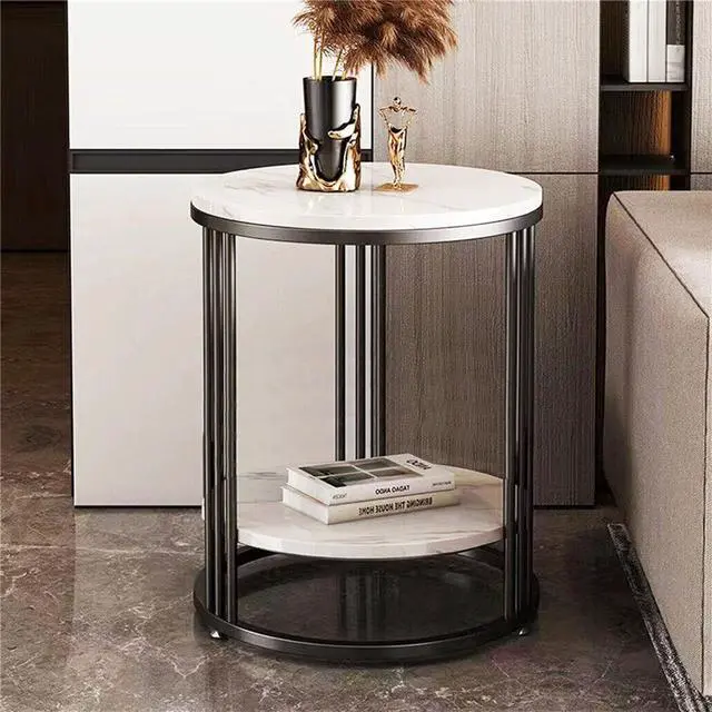 Alt view image 5 of 7 - Charming  Marble Round Side Table Gold End Table Modern  Accent Coffee Table Black