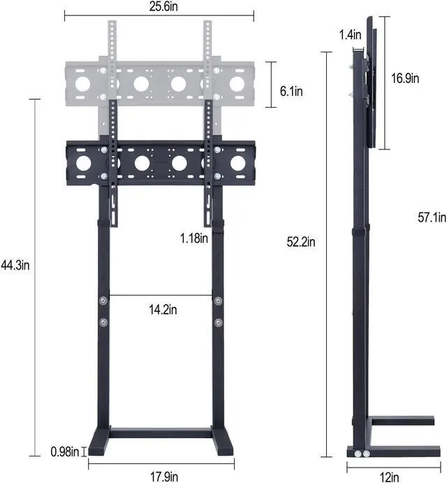 Alt view image 7 of 7 - UNHO Heavy Duty Metal Floor TV Stand  Free Standing Mount Stand Height Adjustable TV Bracket Compatible with 32-65 inch Flat Panel LED LCD Plasma Screens