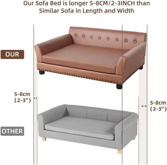 Alt view image 7 of 7 - Luxury Tech Leather Pet Sofa Waterproof  Dog Lounge Bed with Removable Cushion Easy To Clean Extra Large
