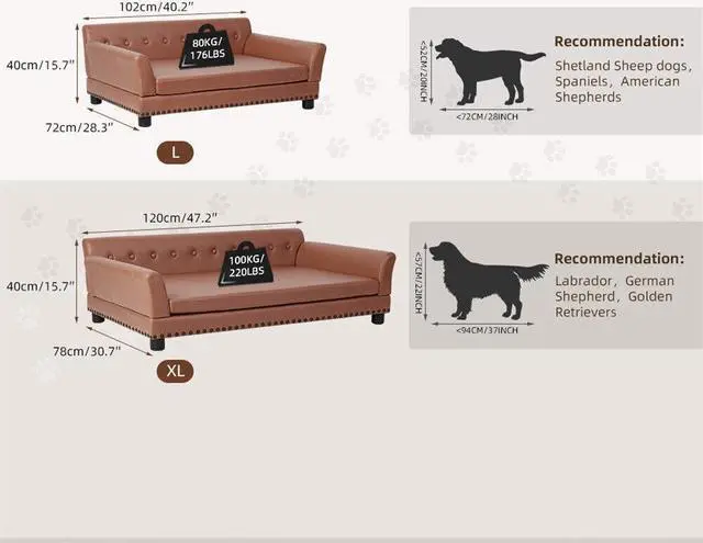Alt view image 6 of 7 - Luxury Tech Leather Pet Sofa Waterproof  Dog Lounge Bed with Removable Cushion Easy To Clean Extra Large