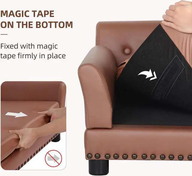 Alt view image 5 of 7 - Luxury Tech Leather Pet Sofa Waterproof  Dog Lounge Bed with Removable Cushion Easy To Clean Extra Large