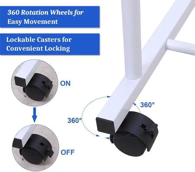 Alt view image 5 of 7 - Dual Rail large capacity metal coat rack Double Garment Rack White Clothing Hanger Stand w/ 2 Tier Shelf for Bedroom