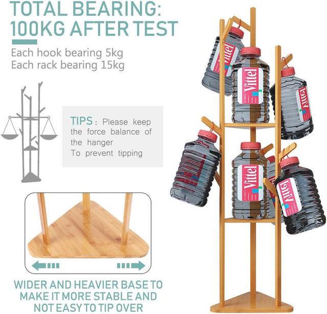 Alt view image 7 of 7 - Heavy Duty Corner Clothes Hanger Wooden Coat Rack Tree-Shaped Coat Stand for Hallway Bedroom Entryway