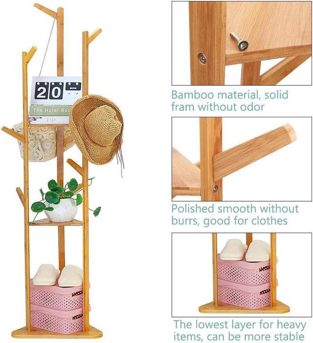 Alt view image 5 of 7 - Heavy Duty Corner Clothes Hanger Wooden Coat Rack Tree-Shaped Coat Stand for Hallway Bedroom Entryway